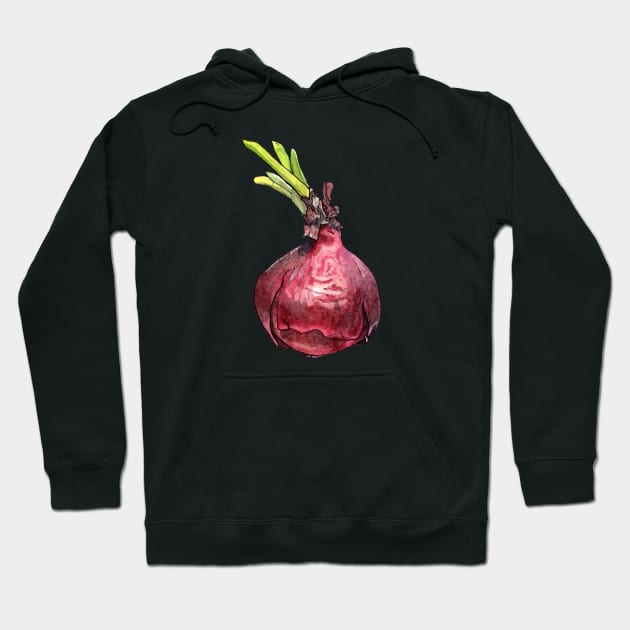 Red Onion Watercolor Hoodie by AquarellChill